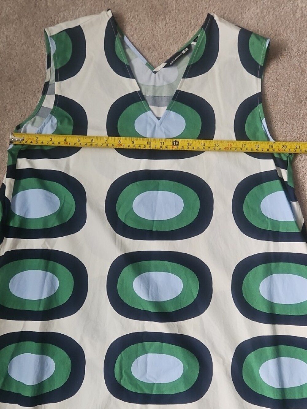 Marimekko Uniqlo Green Blue Oval Print Maxi Dress - Picture 5 of 16